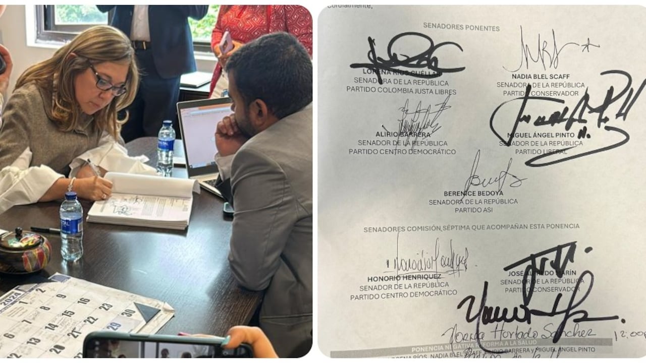 Norma Hurtado firmando la ponencia de archivo de la reforma a la salud.