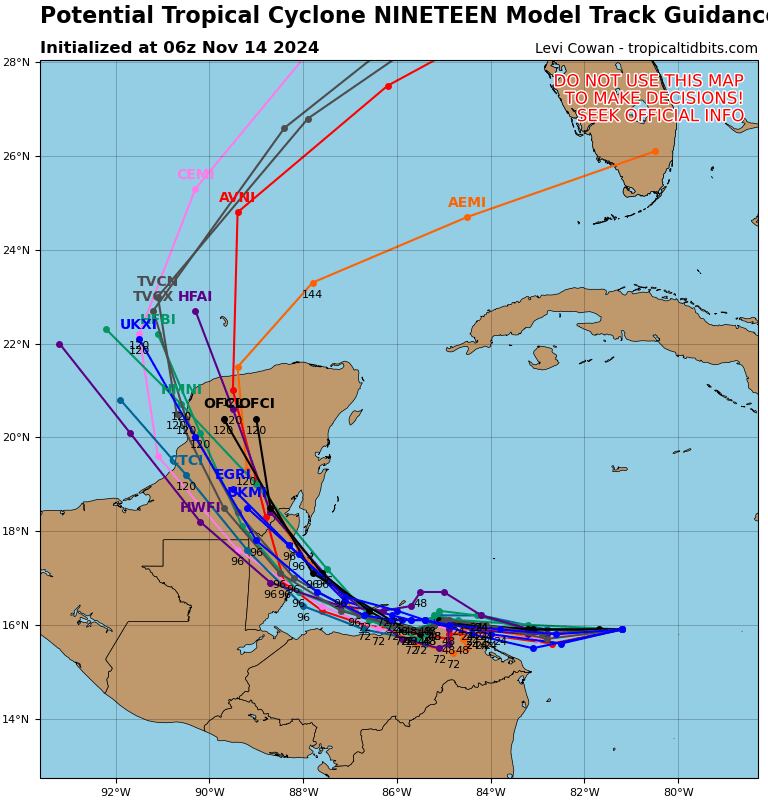 Habrá mucha interacción terrestre en los próximos días con Honduras y Yucatán.
