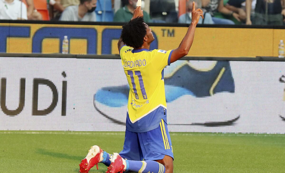 Juan Cuadrado con Juventus en el juego ante Udinese