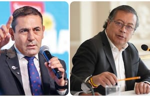 Gobernador de Santander, Juvenal Díaz y el presidente, Gustavo Petro