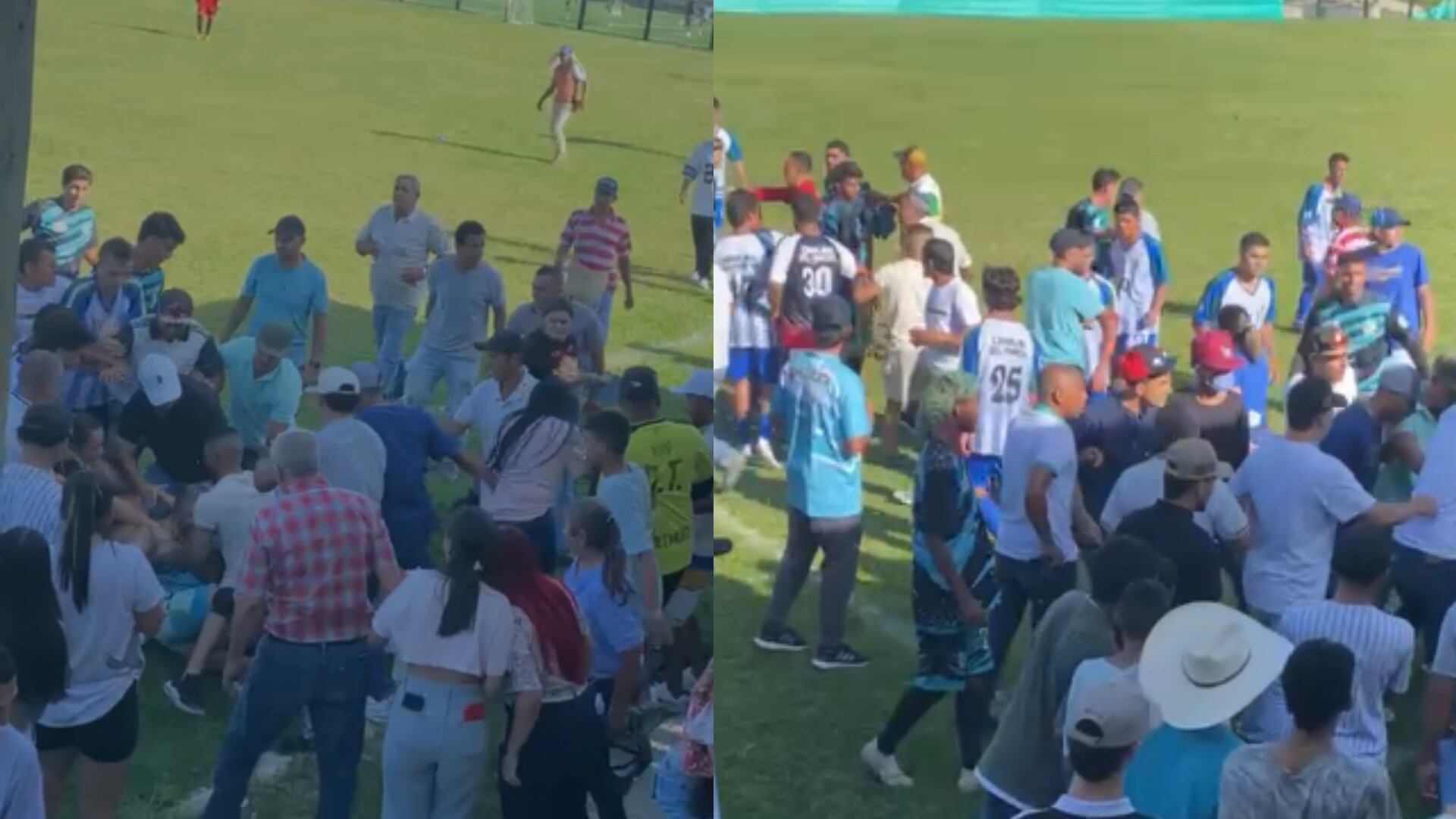 Batalla campal en estadio de fútbol en Antioquia.