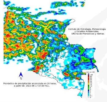 Mapa con el pronóstico del clima para este domingo, 17 de septiembre.