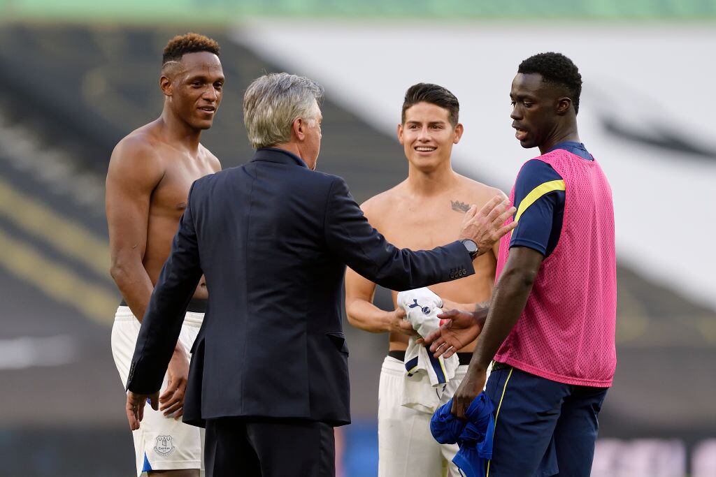 James Rodríguez, Davinson Sánchez y Yerry Mina
