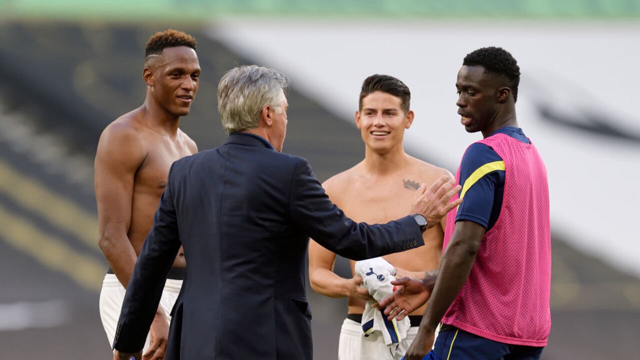 James Rodríguez, Davinson Sánchez y Yerry Mina.