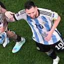 Argentina's forward #10 Lionel Messi celebrates at the end of the Qatar 2022 World Cup round of 16 football match between Argentina and Australia at the Ahmad Bin Ali Stadium in Al-Rayyan, west of Doha on December 3, 2022. (Photo by Kirill KUDRYAVTSEV / AFP)