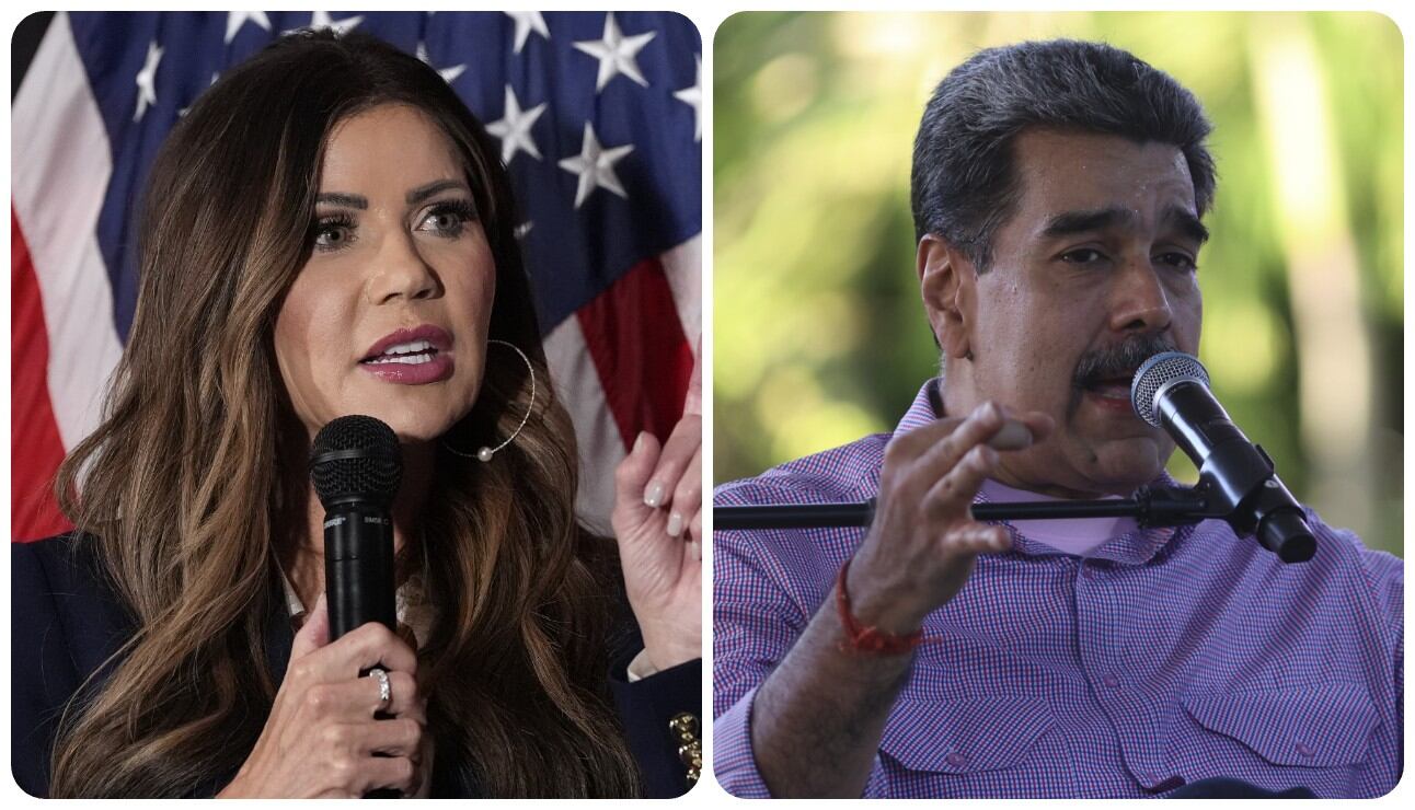 Kristi Noem y Nicolás Maduro.