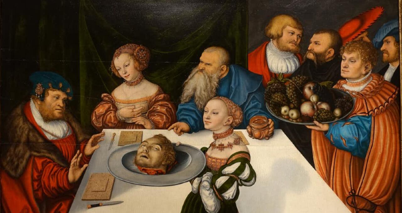 El banquete de Herodes, por Cranach el Viejo (1531), Hartford, Connecticut.
