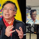 Gustavo Petro y el mural que había de él en INRAVISIÓN.