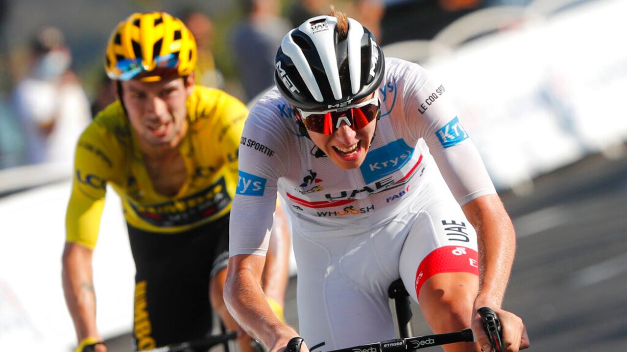 Pogacar, ganador de la etapa 15, y Roglic, líder del Tour.
