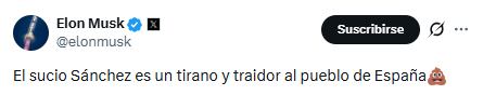 Desde su red social, el magnate lanzó una crítica feroz al presidente, usando palabras duras y un emoji que no pasó desapercibido.
