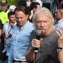 El multimillonario británico Richard Branson en Cúcuta, frontera de Colombia con Venezuela.
