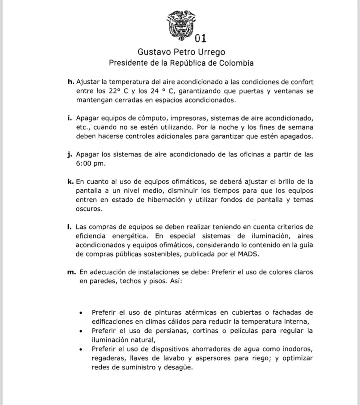 Directiva presidente Gustavo Petro