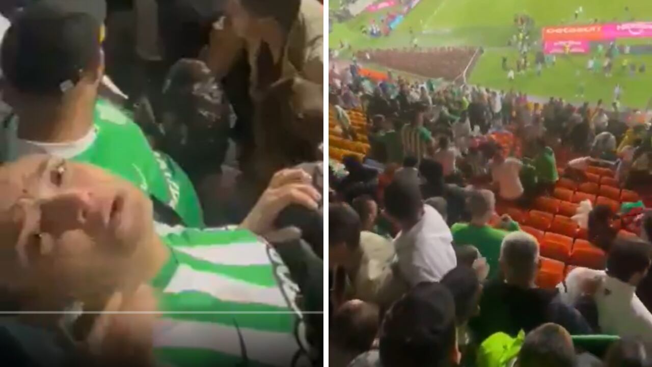 Mujer angustiada en el Atanasio Girardot por pelea entre hinchas de Nacional y Junior