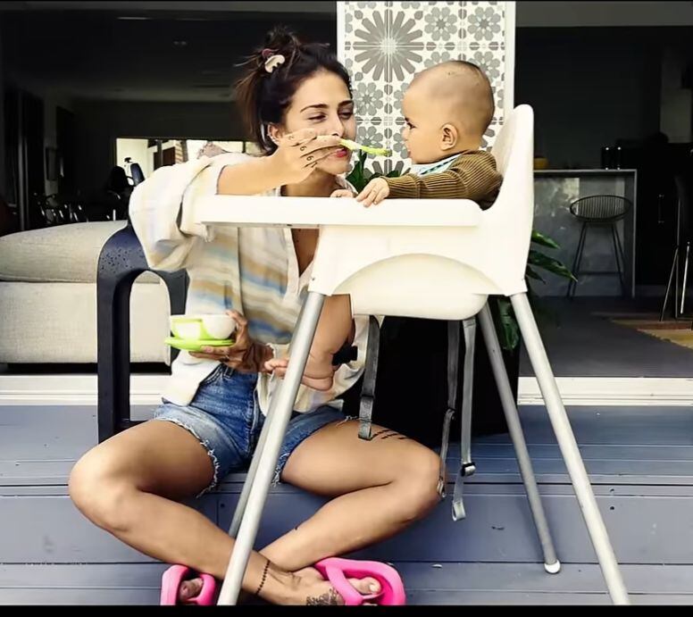 Greeicy y su hijo Kai