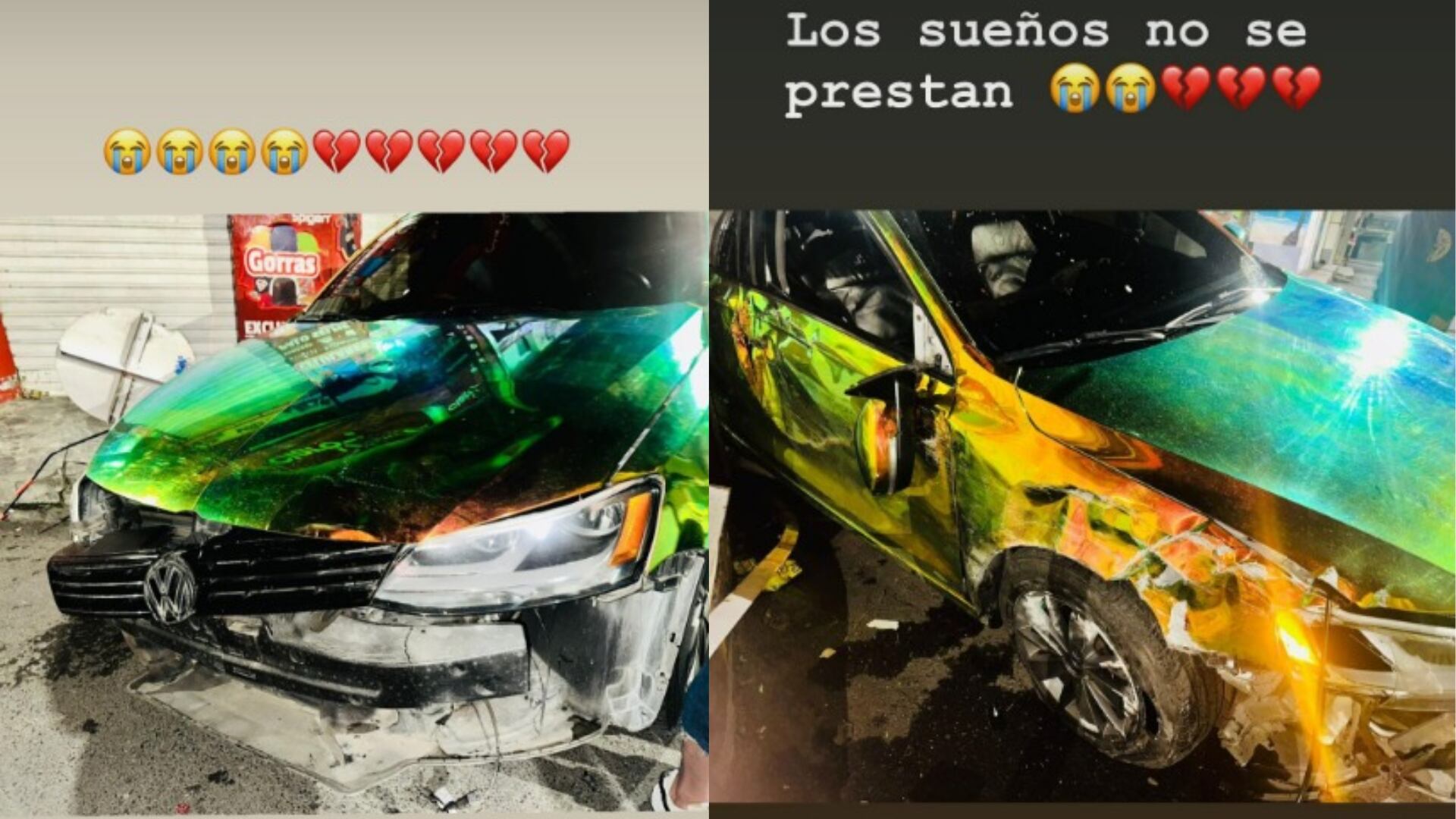 Así quedó el automotor de la famosa.