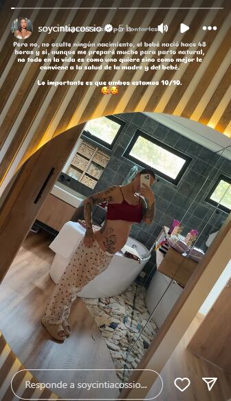 Cintia Cossio dio a luz y confesó por qué hicieron cesárea.