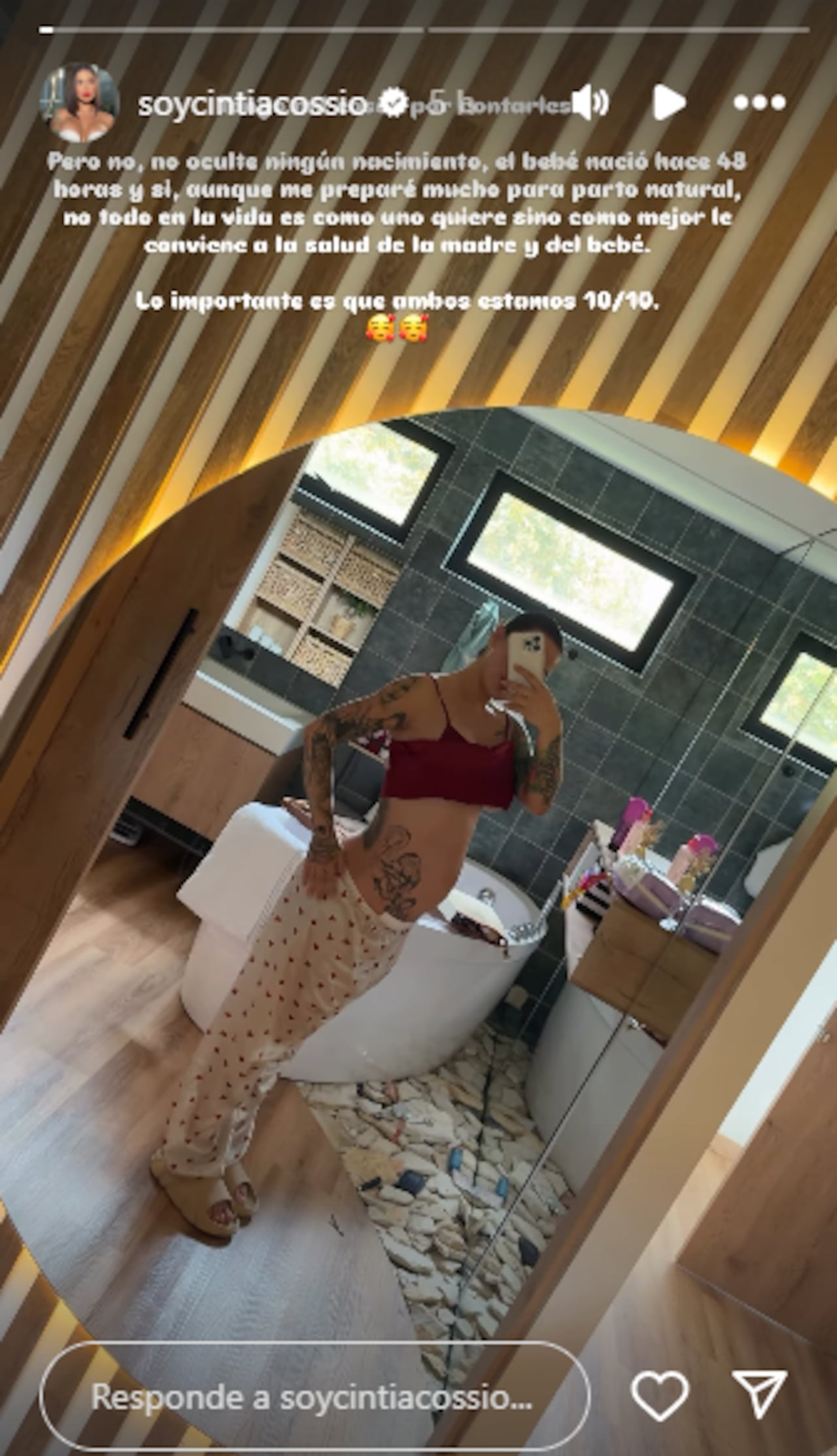 Cintia Cossio dio a luz y confesó por qué hicieron cesárea.