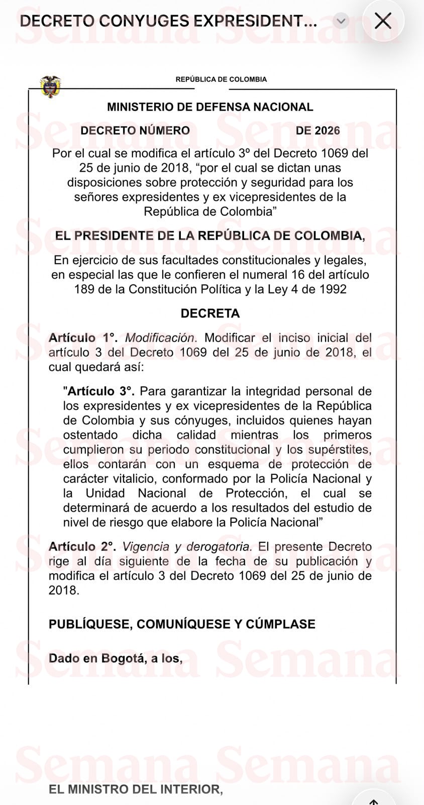 Veronica Alcocer decreto Ministerio defensa