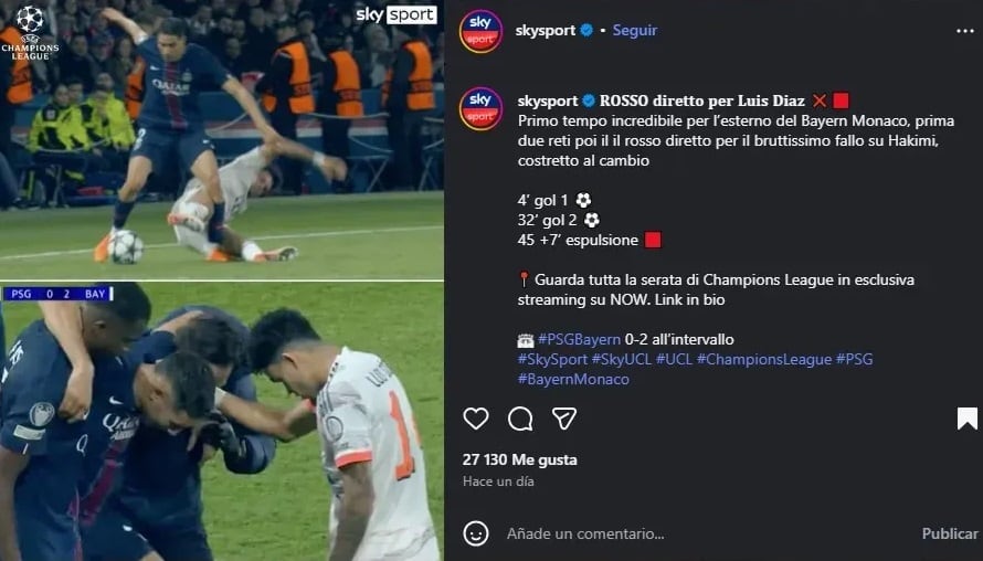 Pantallazo Instagram: @skysports