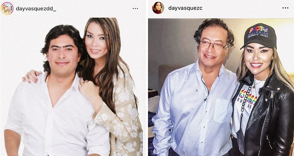 Day Vásquez con Nicolás Petro Burgos y con Gustavo Petro. 