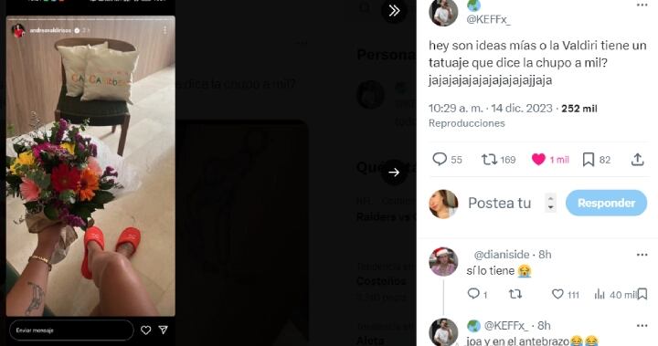 Foto: curioso tatuaje de Andrea Valdiri que llamó la atención de sus seguidores