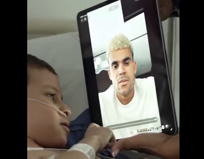 El mensaje de Lucho Díaz al pequeño Lucas Murillo duró algo más de 40 segundos, y la alegría del pequeño era inocultable.