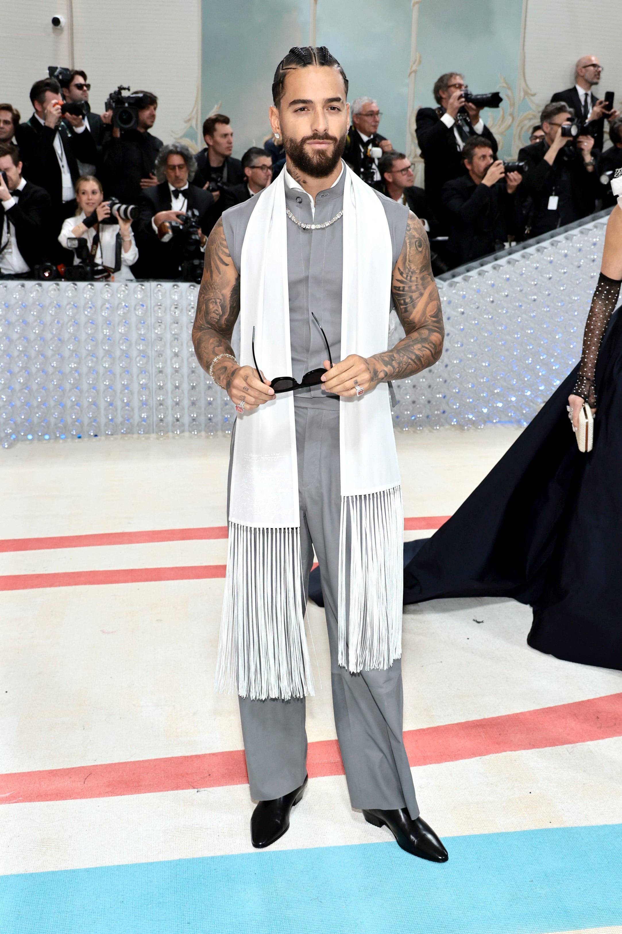 El cantante colombiano Maluma durante la Met Gala el 1 de mayo de 2023. Un homenaje a Karl Lagerfeld en el Museo Metropolitano de Arte en Nueva York.