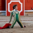 11 de julio de 2022. El torero francés Juan Leal ante el toro Aviador, número 92, 520 Kilos. Ganadería: Cebada Gago. Pamplona, plaza de toros La Misericordia.