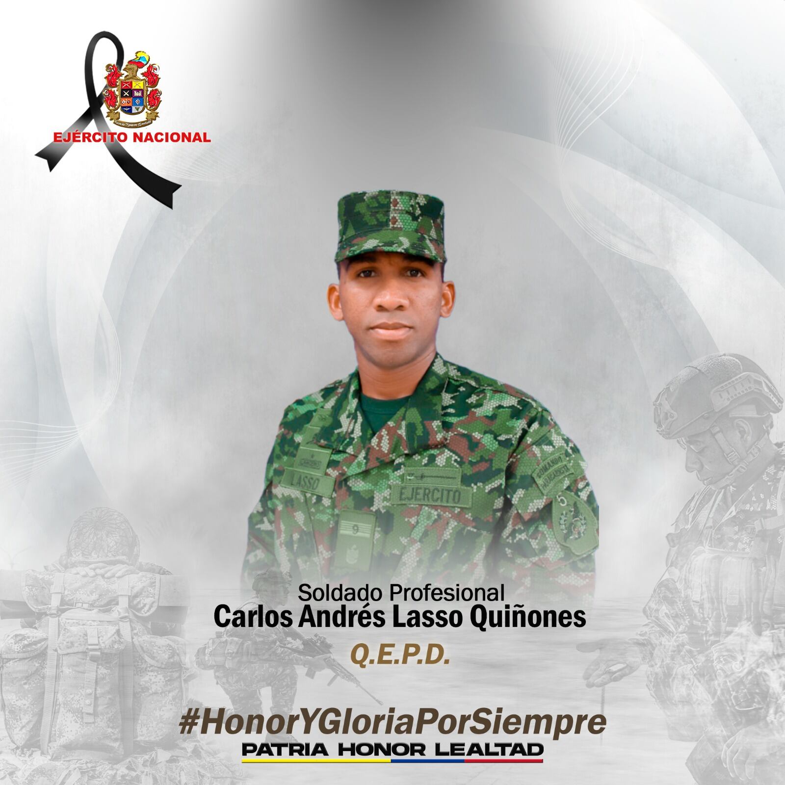 El soldado profesional Carlos Andrés Lasso Quiñonez murió en combates en Norte de Sanander.