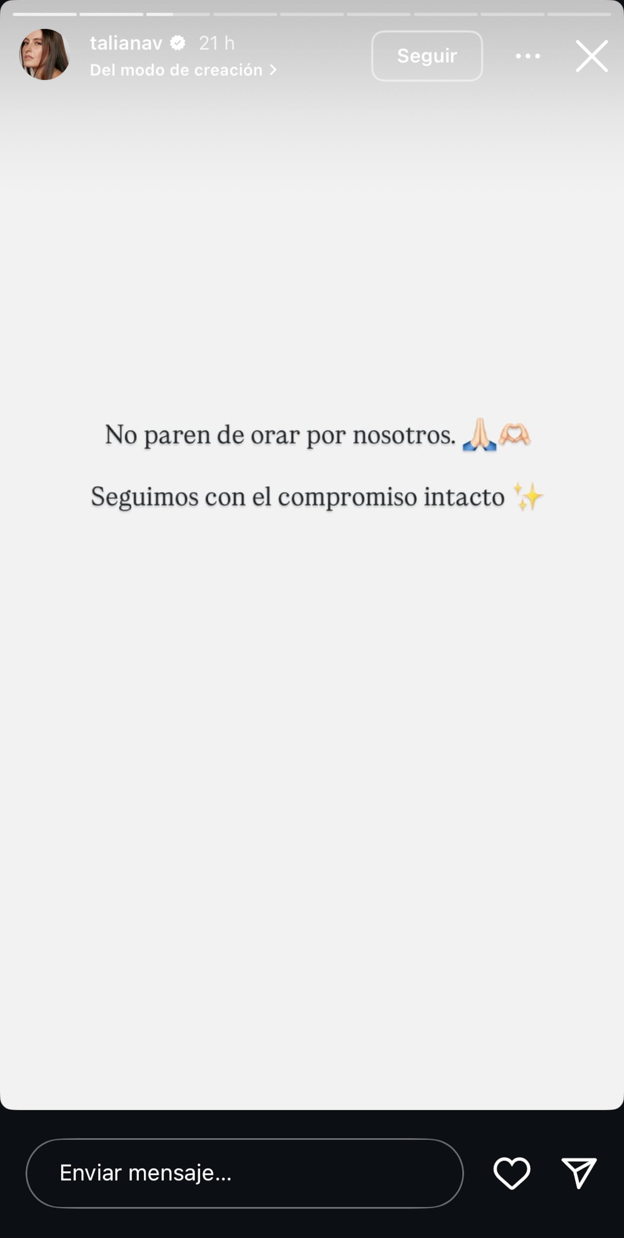 Taliana Vargas pidió oraciones por su esposo, Cali y Colombia.
