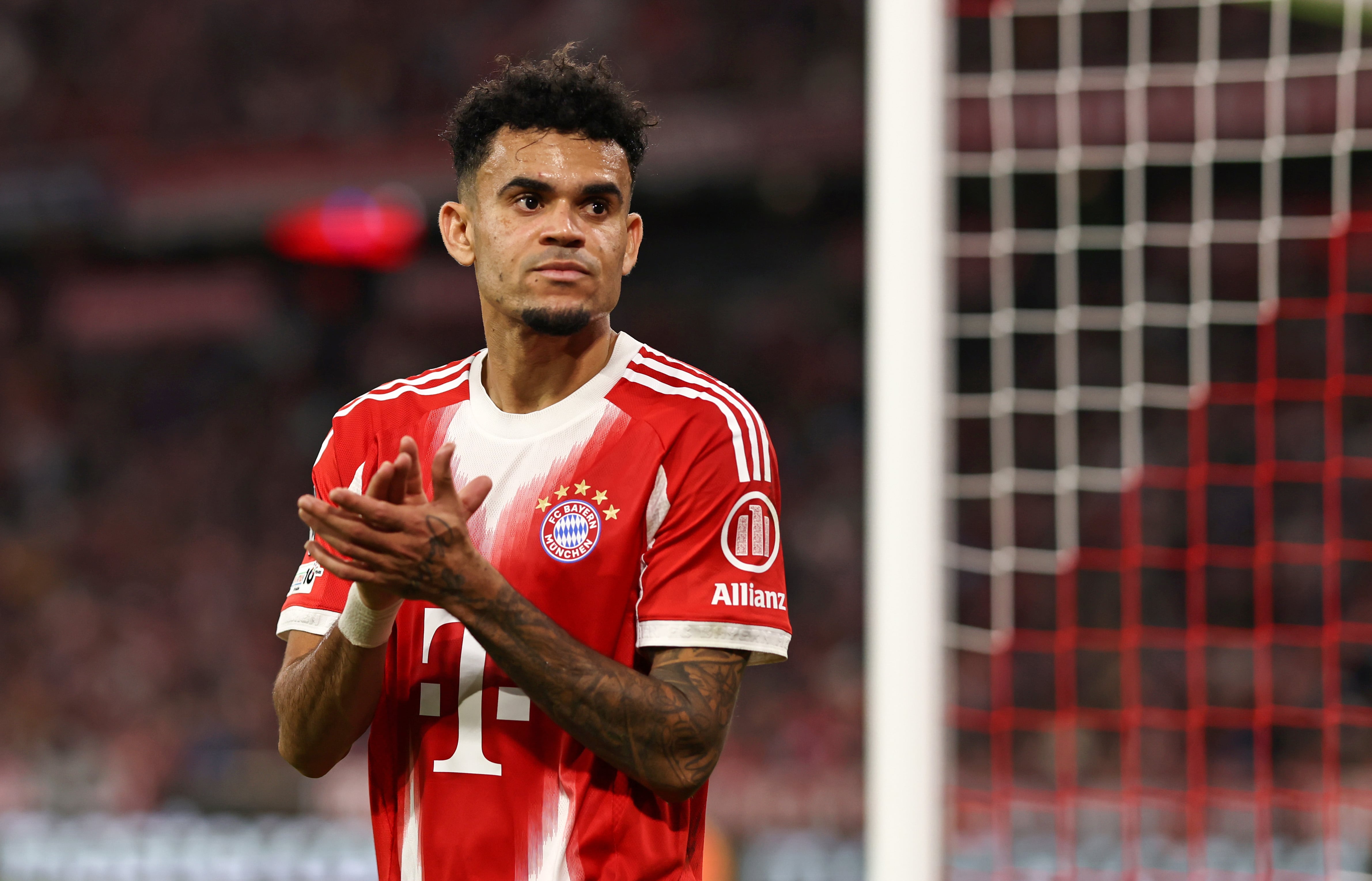 MUNICH, GERMANY - OCTOBER 22: Luis Diaz of Bayern Muenchen looks on during the UEFA Champions League 2025/26 League Phase MD3 match between FC Bayern München and Club Brugge KV at Football Arena Munich on October 22, 2025 in Munich, Germany. (Photo by Stefan Matzke - sampics/Getty Images)