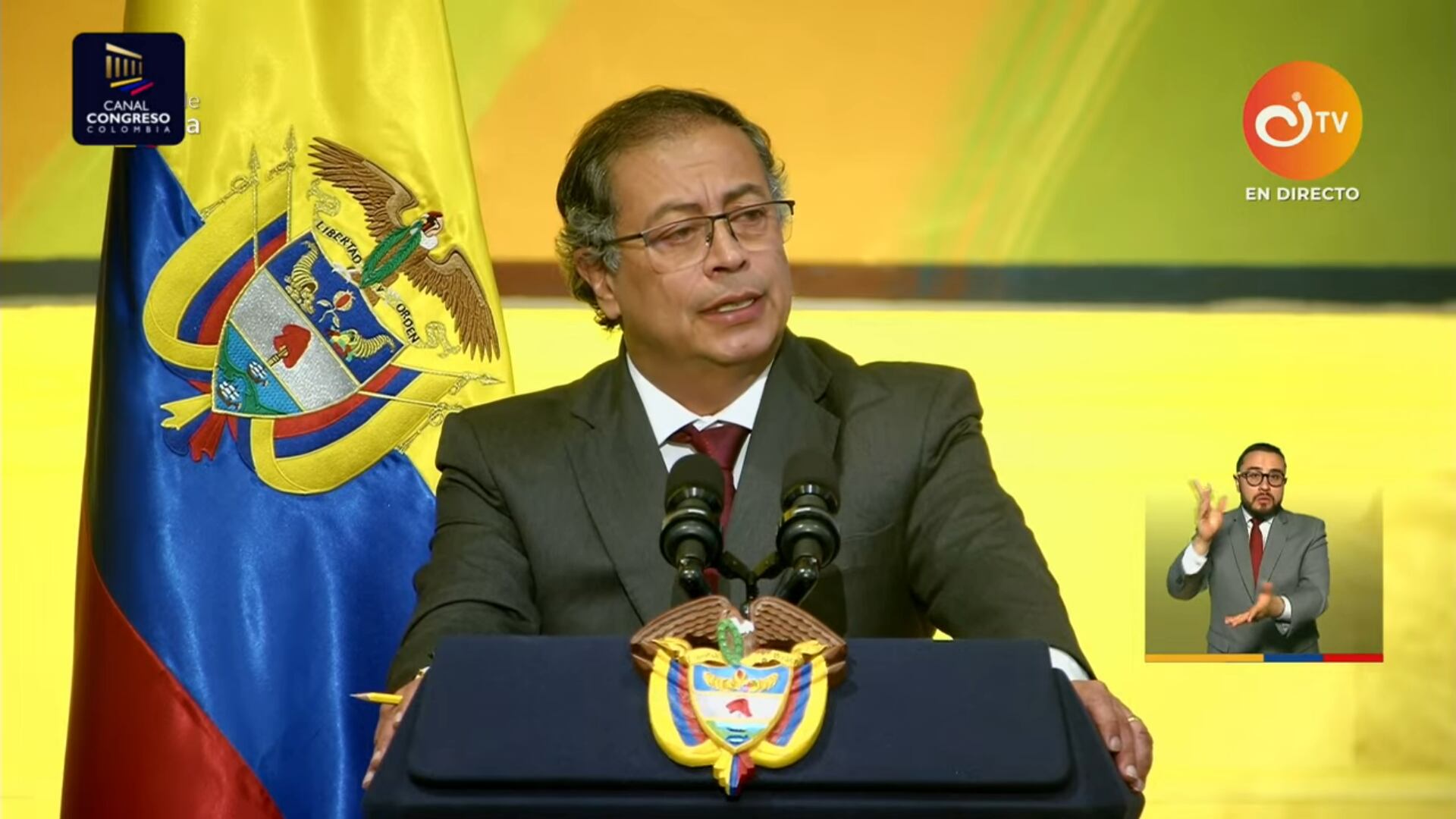 Presidente Gustavo Petro en discurso en la instalación del Congreso