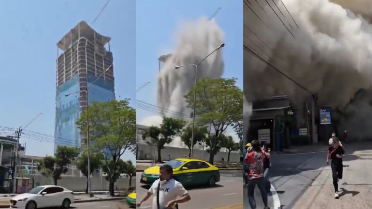 Un edificio de 30 pisos en construcción colapsa en Bangkok tras terremoto de 7,7 en Birmania y Tailandia.