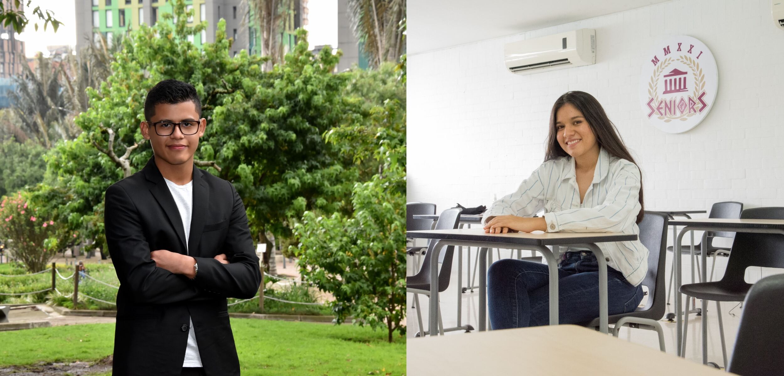 Luis Ángel Vargas y Lorena Cárdenas, dos de los estudiantes que obtuvieron un Icfes perfecto.