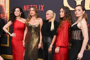 Aurora Cossio, Sofia Vergara, Karol G, Paulina Davila and Juliana Martinez attend the Miami premiere of "Griselda" at The Fillmore Miami Beach
(Photo by Mireya Acierto/WireImage)