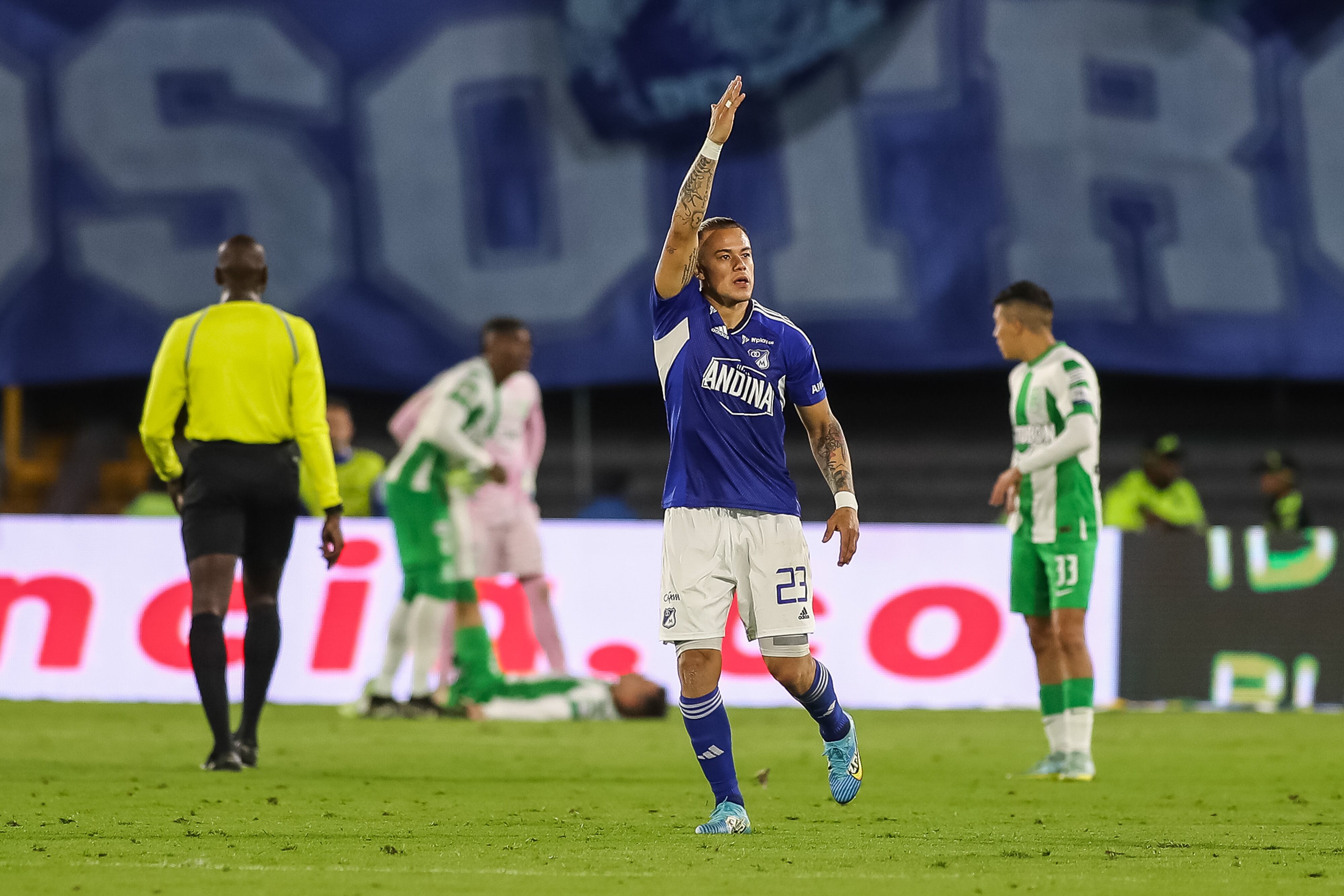 Bogotá. Noviembre 15 2023. Millonarios enfrenta a Atletico Nacional en el partido de ida de la final de la Copa BetPlay, en el estadio El Campin. (Colprensa - John Paz)