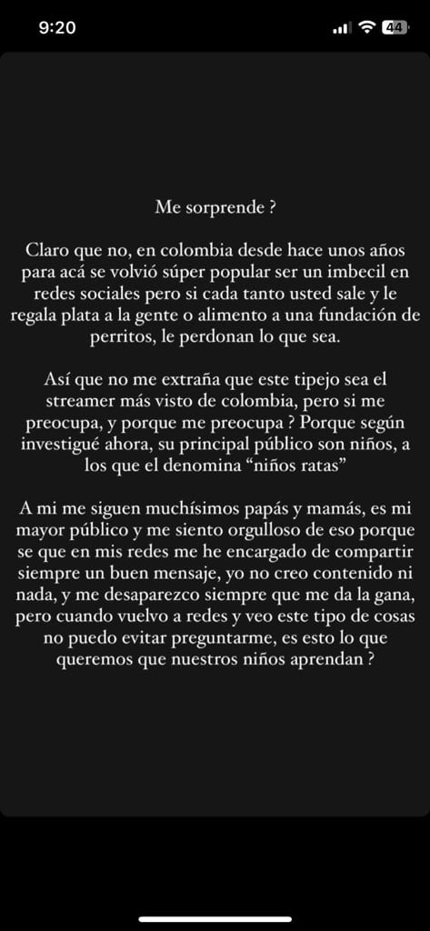 El creador de contenido habló sobre lo ocurrido con Westcol