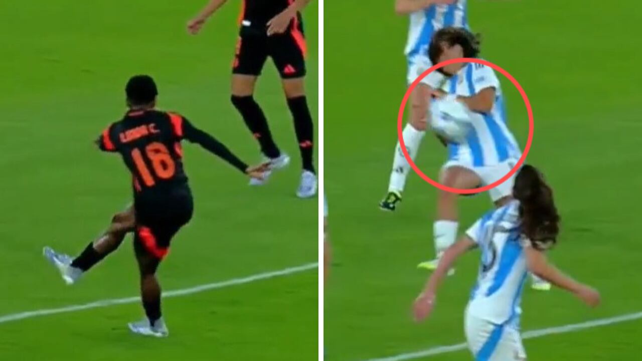 Mano no pitada en el Colombia vs Argentina por Copa América.