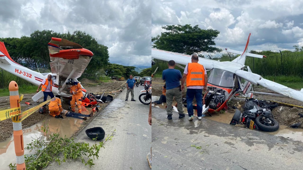 Accidente de avioneta que despegaba del aeropuerto Santa Ana de Cartago cayó sobre la vía que conecta a dicho municipio con Ansermanuevo.