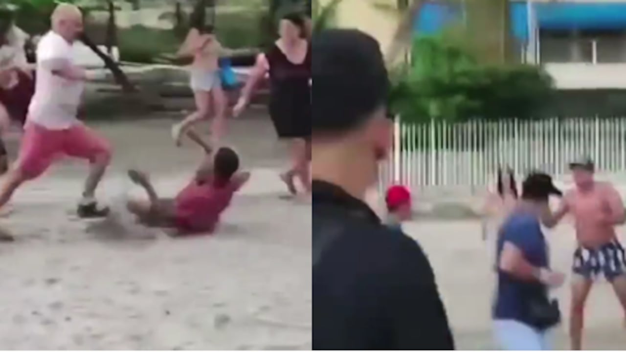 Pelea entre lancheros y turistas en El Rodadero, Santa Marta.