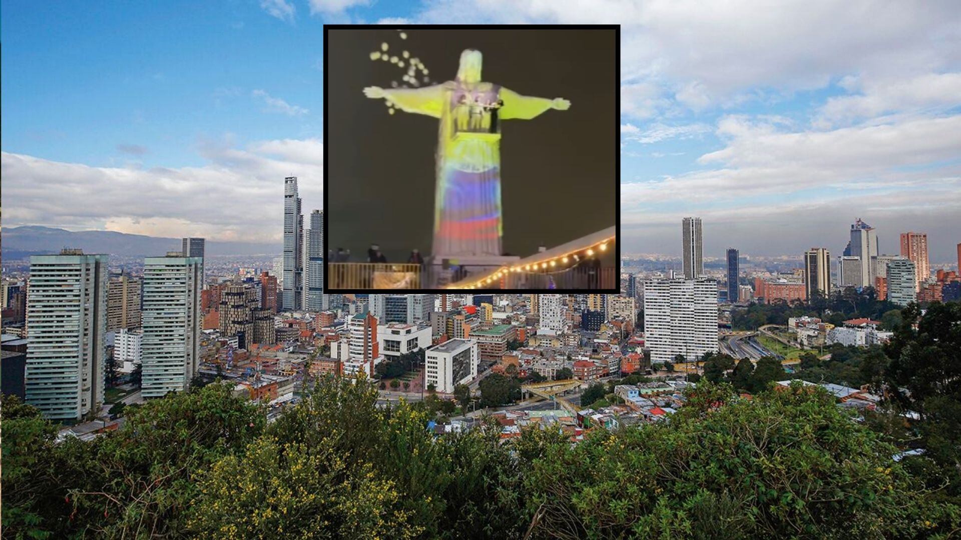 El espectacular Cristo Redentor ubicado en un mirador de Bogotá.