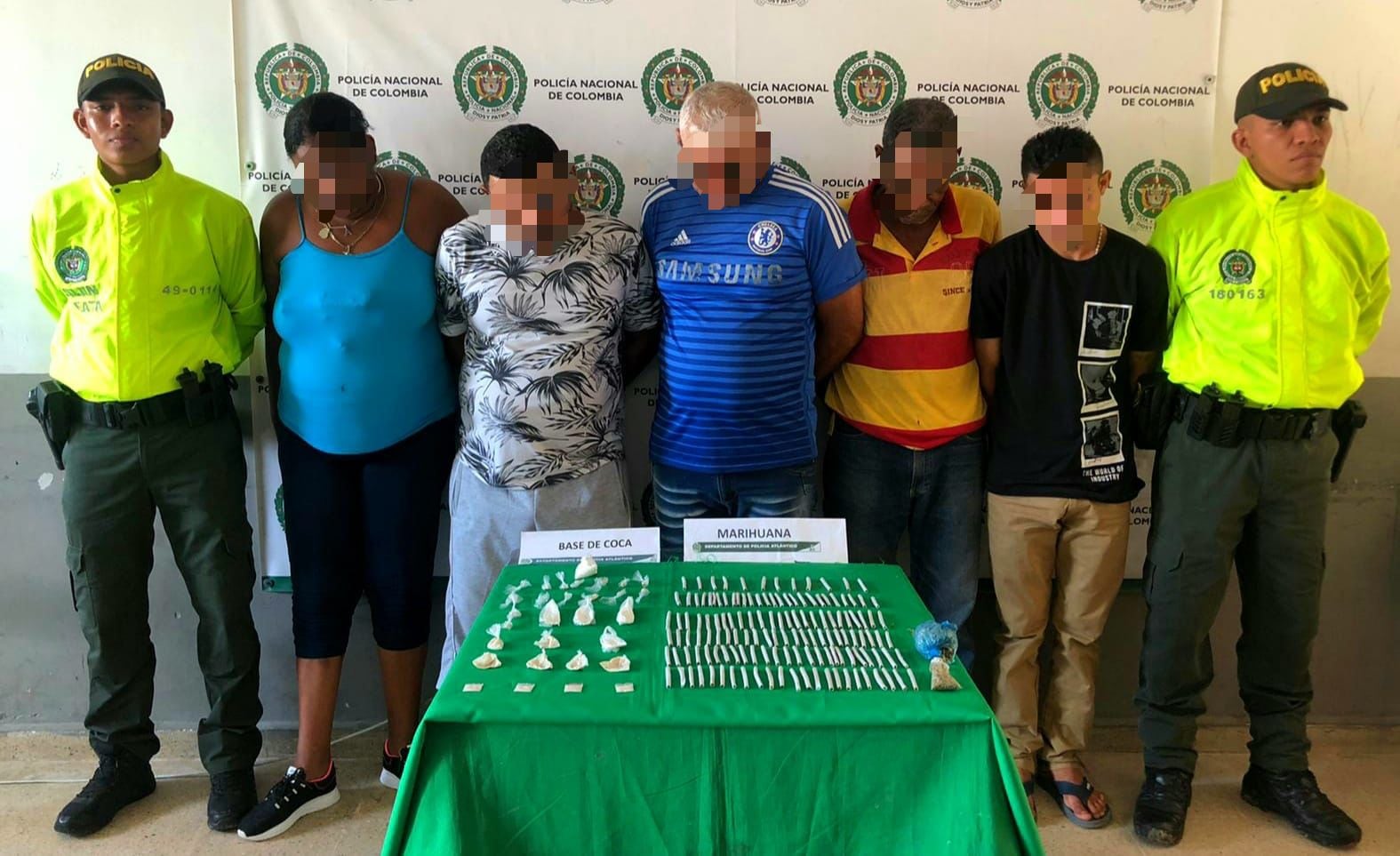 Cinco personas capturadas pro tráfico de drogas en el municipio de Manatí, en Atlántico.