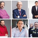 En orden, de izquierda a derecha, arriba: Juan Daniel Oviedo, Jorge Enrique Robledo, Rodrigo Lara, Diego Molano. Abajo: Carlos Fernando Galán, Gustavo Bolívar, general (r ) Jorge Luis Vargas.