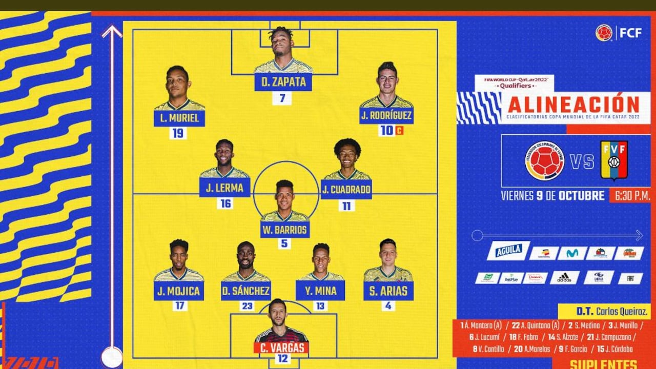 Titular Selección Colombia vs. Venezuela