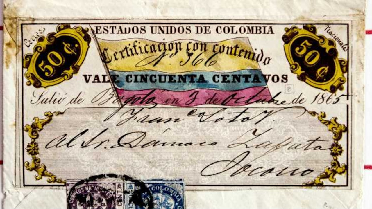 Una estampilla de 1865.
