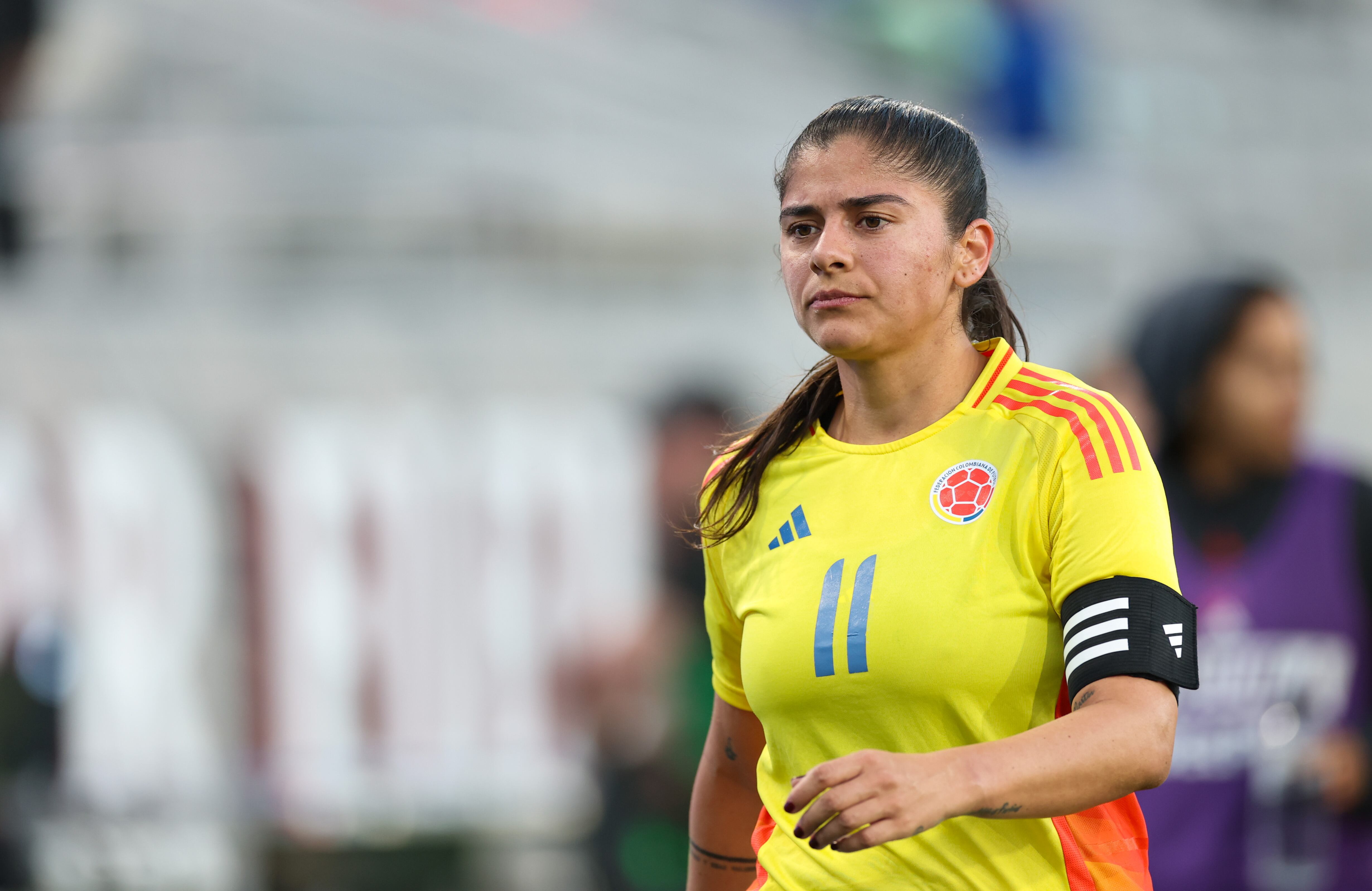 SAN DIEGO, CALIFORNIA - FEBRUARY 26: Catalina Usme #11 of Colombia leaves the field at halftime during a SheBelieves Cup match against Australia at Snapdragon Stadium on February 26, 2025 in San Diego, California. (Photo by Sean M. Haffey/USSF/Getty Images for USSF)