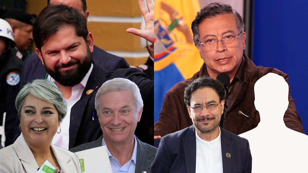 Boric, José Antonio Kast, Jeanette Jara y al otro lado Iván Cepeda Gustavo Petro