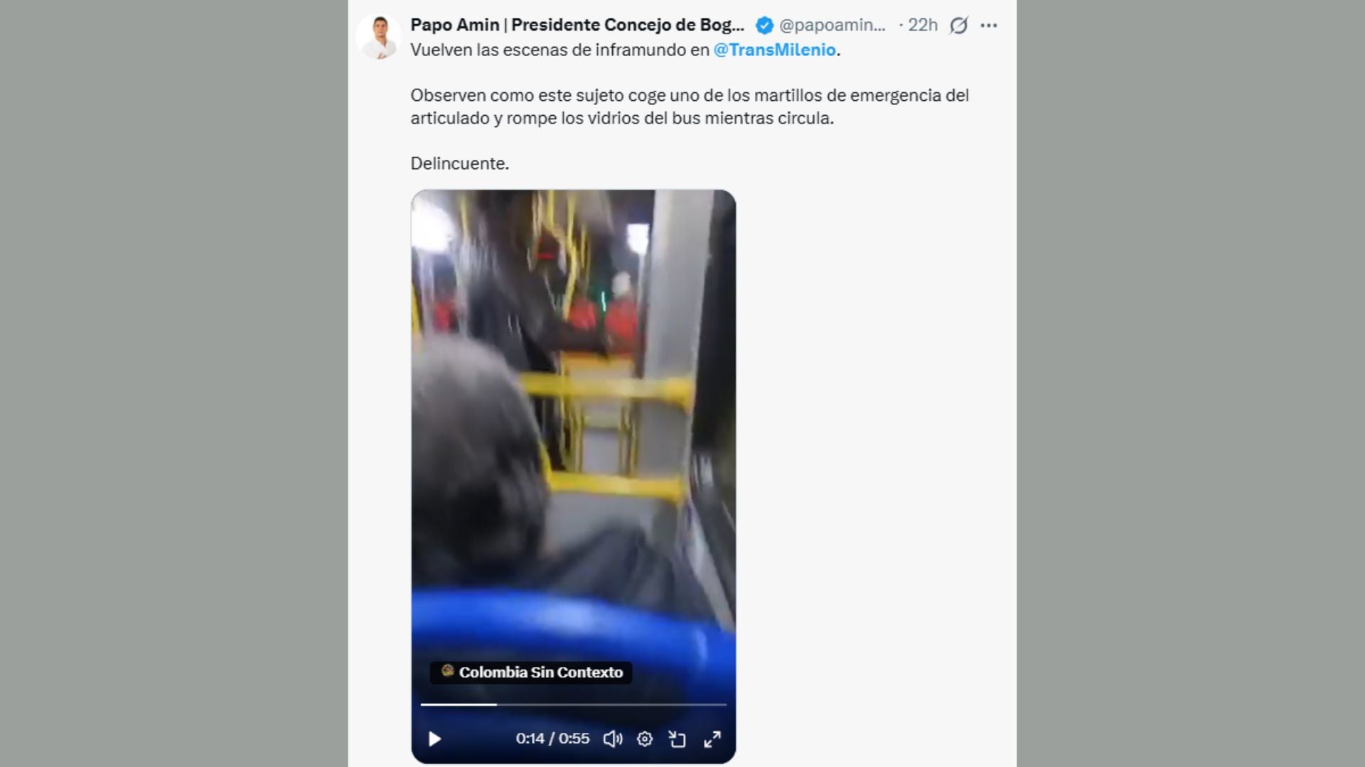 Trino del presidente del Consejo de Bogotá Humberto Rafael Amín.