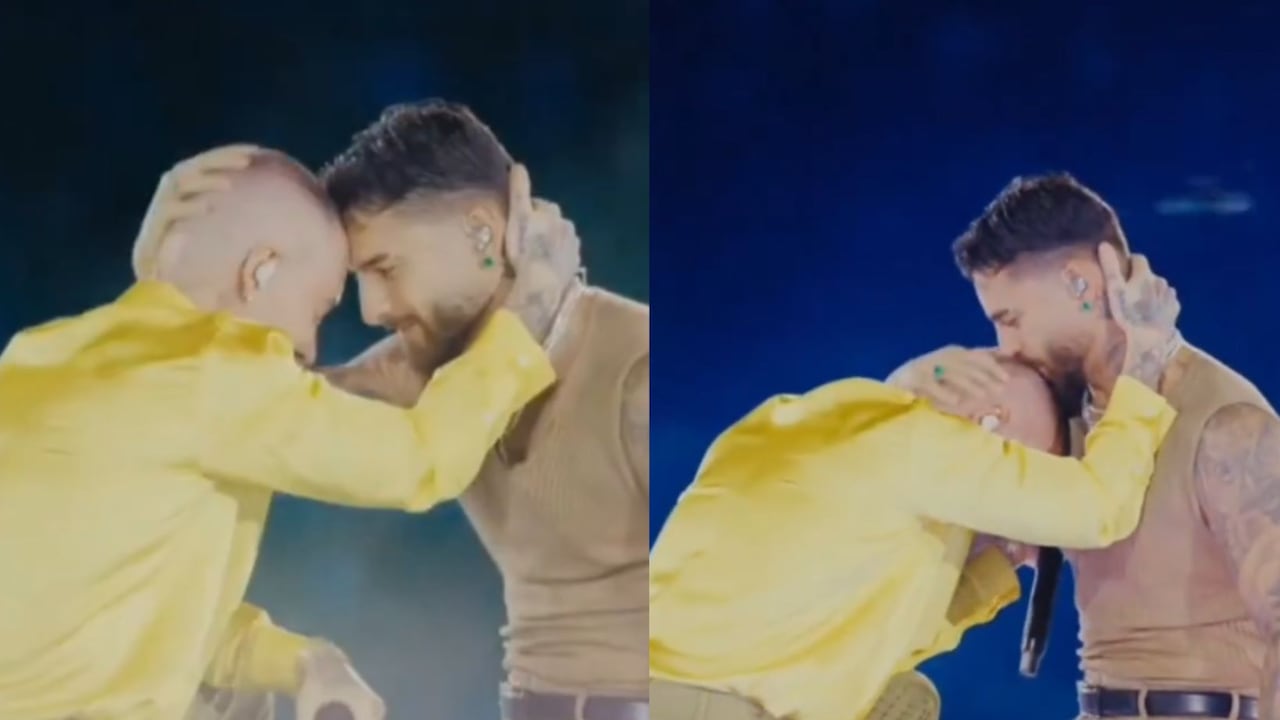 Emotivo abrazo entre J Balvin y Maluma durante concierto en Medellín.