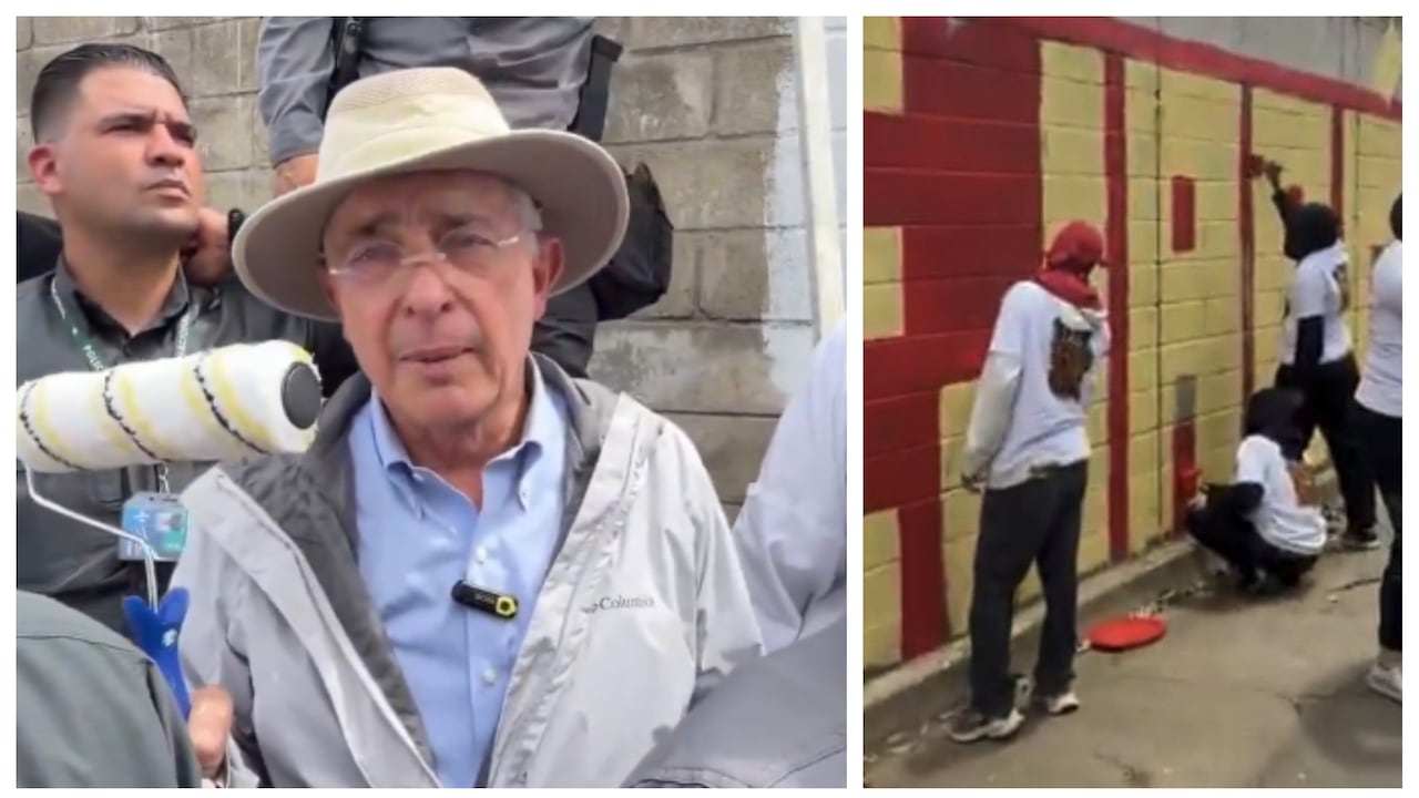 Álvaro Uribe borró grafiti sobre los falsos positivos cerca de su casa en Llanogrande, en el oriente antioqueño.